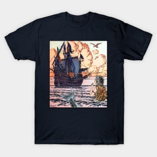 Ship on the Ocean, The Little Mermaid - Ivan Bilibin T-Shirt